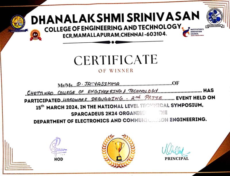 Hardware Debugging Runner - Dhanlakshimi Srinivasan College of Engineering and Technology