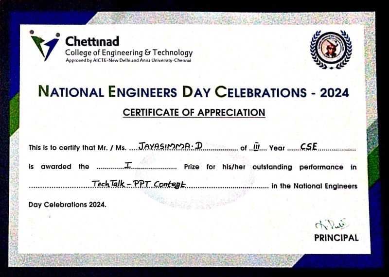 TechTalk- PPT Contest Winner - Chettinad College of Engineering and Technology