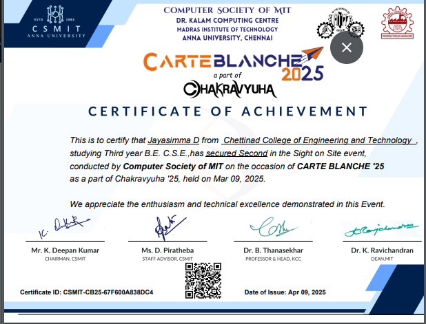 Sight on site Runner - Madras Insitute of Technology, chennai