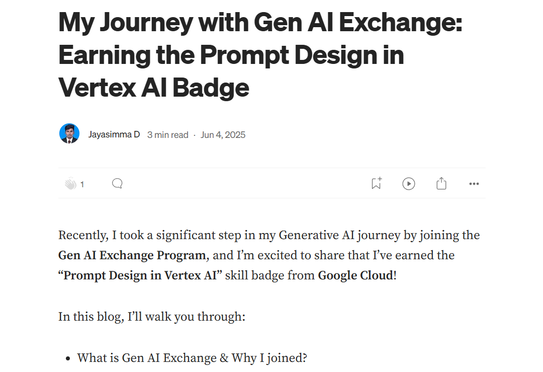 My Journey with Gen AI Exchange: Earning the Prompt Design in Vertex AI Badge - Blog Post Cover