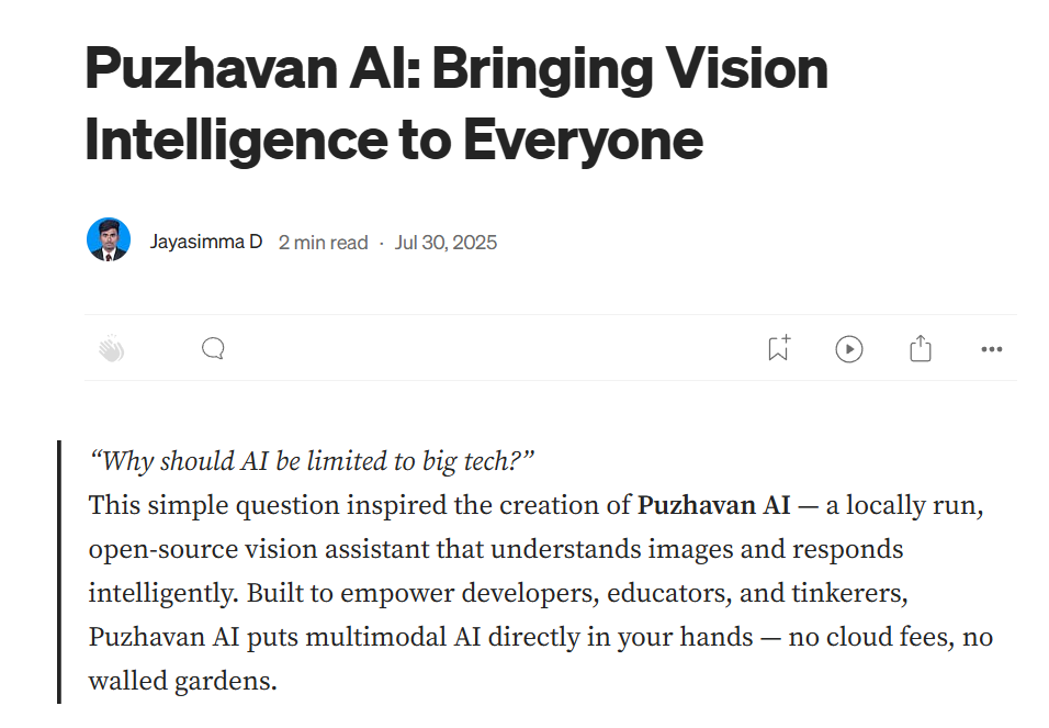 Puzhavan AI: Bringing Vision Intelligence to Everyone - Blog Post Cover